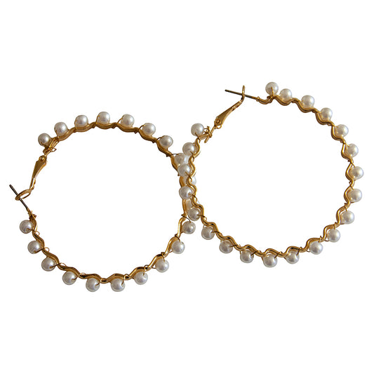 Pearl Gold Hoops