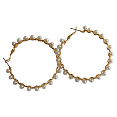 Pearl Gold Hoops