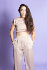 Satin Padded Top & Palazzo Pants