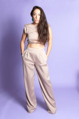 Satin Padded Top & Palazzo Pants