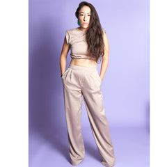 Satin Padded Top & Palazzo Pants